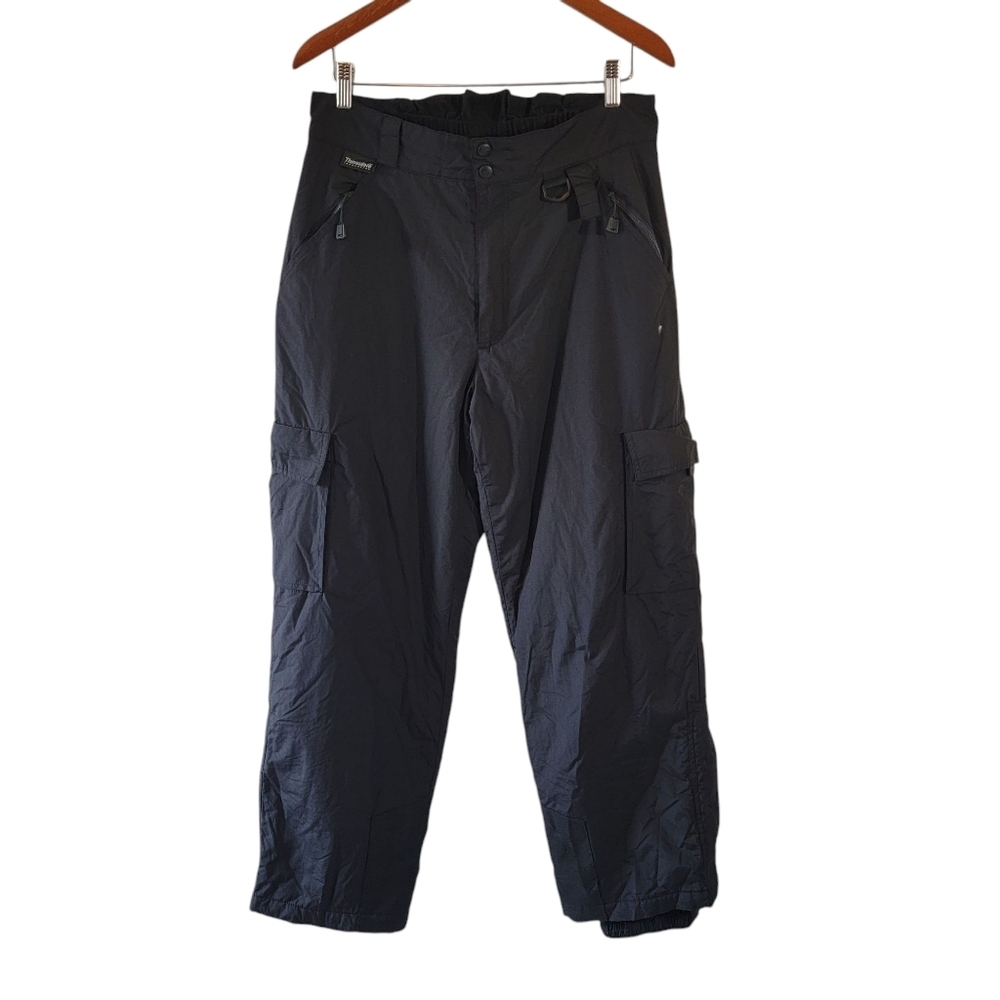 Polar Edge Men's Ski Pants M Black Cargo Pocket Elastic Waist Outdoor Y2K Grunge